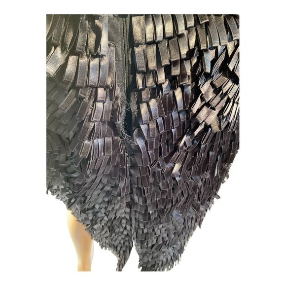 Carmen Marc Valvo Women’s Black knee Sleeve  Fringes Dress Size 6 - Picture 6 of 16